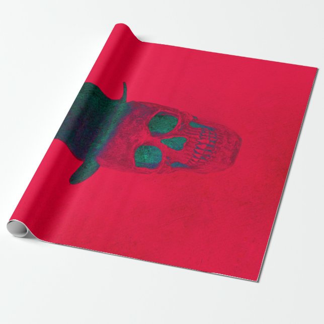 Papel De Regalo Calavera con Navidades de Halloween de Red Green d (Desenrollado)