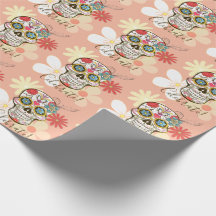 Calavera de Azúcar Suave Rosa de Melocotón Floral 