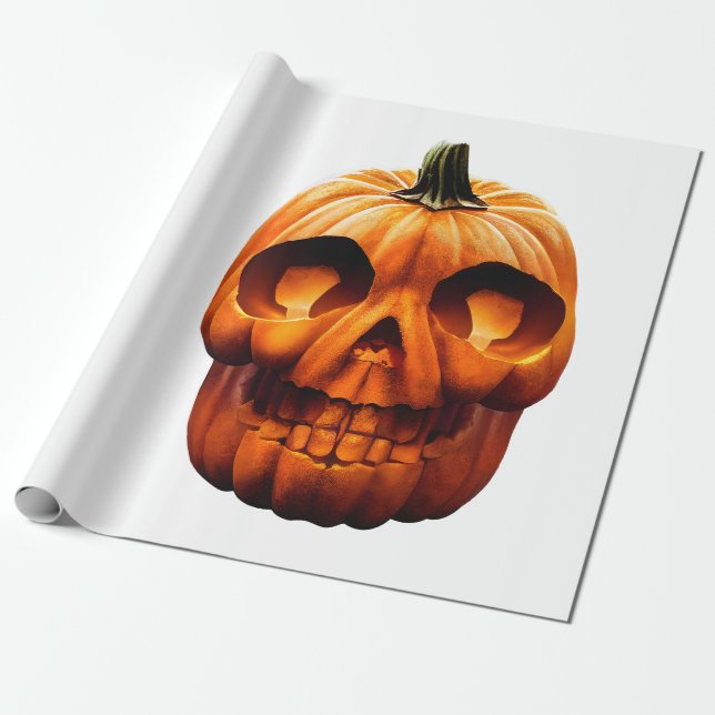 Papel De Regalo calavera de calabaza de halloween (Desenrollado)