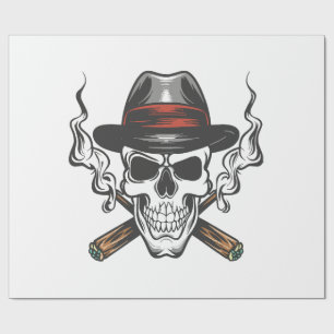 Papel De Regalo Calavera de gánster con sombrero fedora