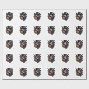 Papel De Regalo Calavera de Halloween Sombrero Alto Alas de Murcié