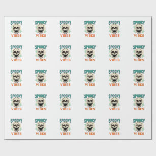 Papel De Regalo Calavera de Halloween Vibraciones Espeluznantes Te