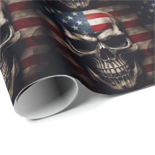 Papel De Regalo Calavera de la bandera americana
