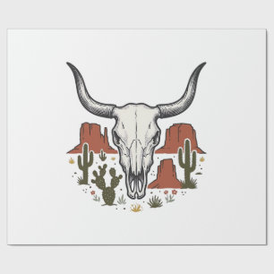 Papel De Regalo Calavera de vaca del desierto arte vintage de cact