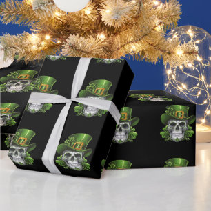 Papel De Regalo Calavera Día de San Patricio Trébol