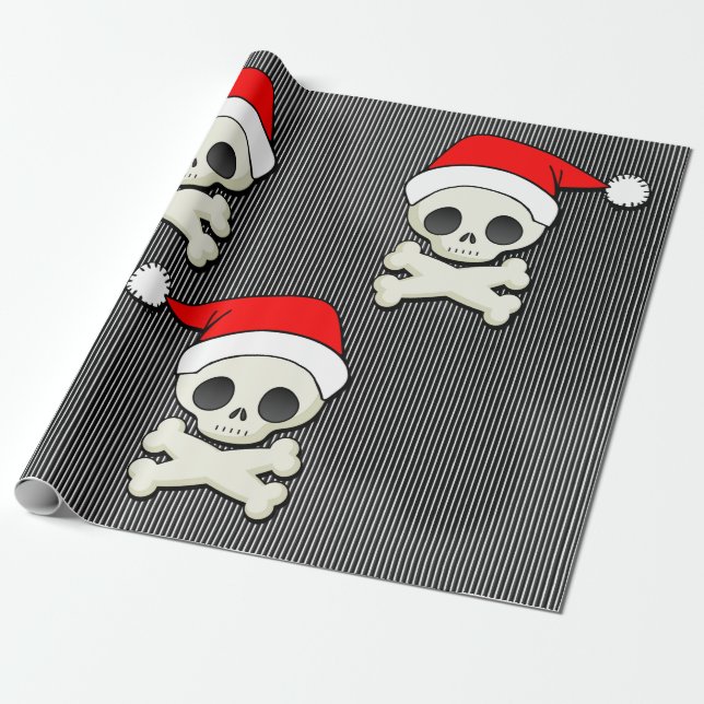 Papel De Regalo Calavera en el Gótico Santa Cap (Desenrollado)