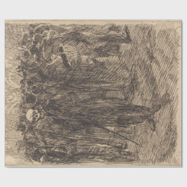 Papel De Regalo Calavera en la multitud (por Albert Besnard)