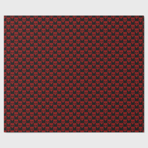 Papel De Regalo Calavera en negrita en rojo de sangre en negro