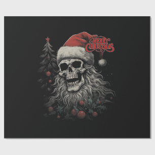 Papel De Regalo Calavera Esqueleto Divertida Navidad Feliz Santa C