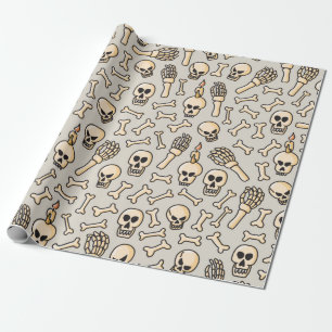 Papel De Regalo Calavera, esqueleto y huesos mano sin soldadura dr