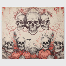 Papel De Regalo Calavera Estilo Vintage Decoupage de Halloween