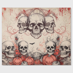 Papel De Regalo Calavera Estilo Vintage Decoupage de Halloween
