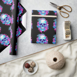 Papel De Regalo Calavera Floral al Estilo Vaporwave