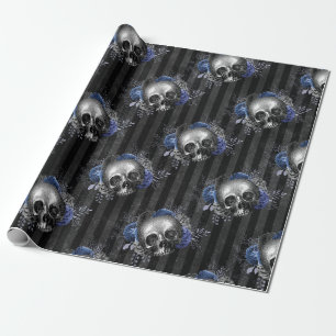 Papel De Regalo Calavera Floral Gótica Halloween