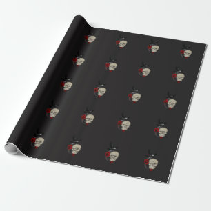 Papel De Regalo Calavera gótica con Rosa y Raven