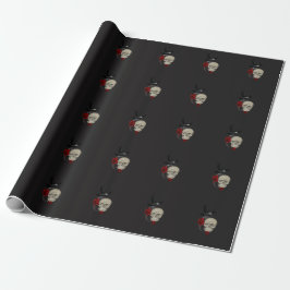 Papel De Regalo Calavera gótica con Rosa y raven