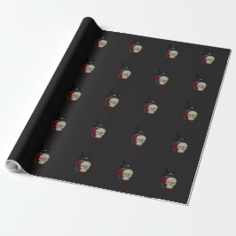 Papel De Regalo Calavera gótica con Rosa y Raven