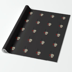 Papel De Regalo Calavera gótica con Rosa y Raven