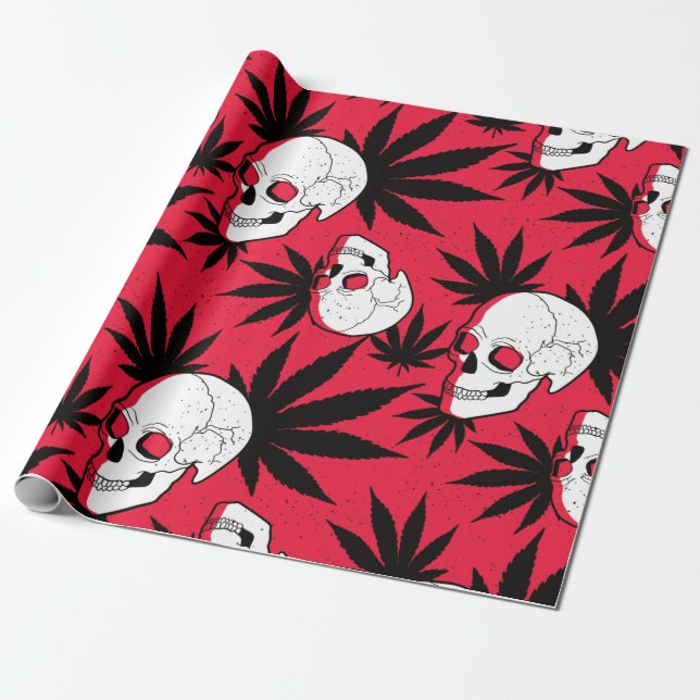 Papel De Regalo Calavera hoja de cáñamo (Desenrollado)