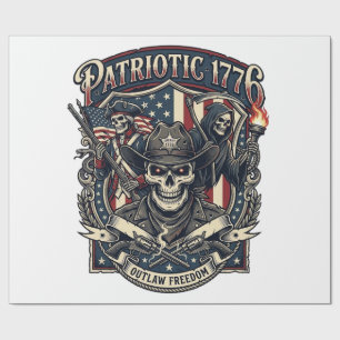 Papel De Regalo Calavera Patriota Fuera de la Ley Sheriff Patriota