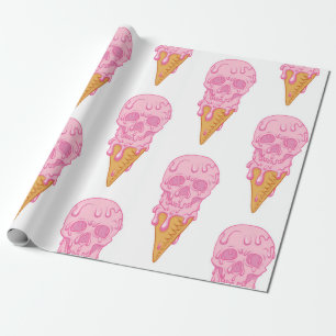 Papel De Regalo Calavera rosa - helado. Retroceso de patrón sin fo