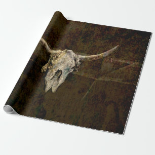 Papel De Regalo Calavera toro País Occidental Viejo Grunge Rústi