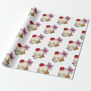 Papel De Regalo Calavera y Flora