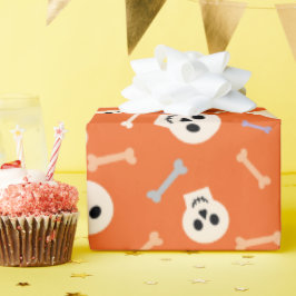 Papel De Regalo Calavera y Naranja de huesos envuelta regalo de Ha