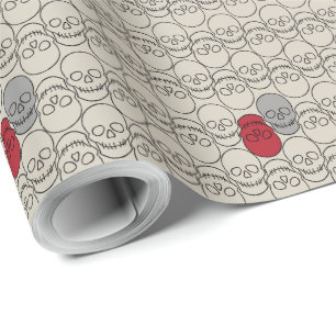 Papel De Regalo Calaveras - Blanco óseo y negro mural