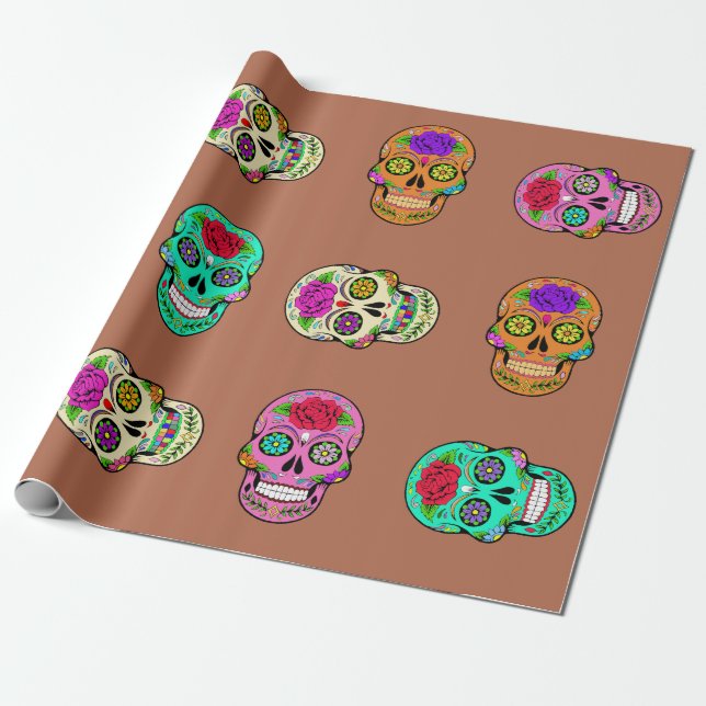 Papel De Regalo Calaveras de azúcar (Desenrollado)