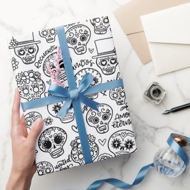 Papel De Regalo Calaveras de azúcar en el Día de los Muertos - Col (Regalar)