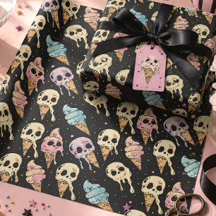 Papel De Regalo Calaveras de goth de verano y helado