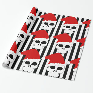 Papel De Regalo Calaveras de gótico con Navidades Santa Hats