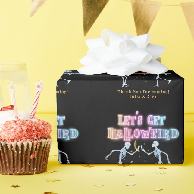 Papel De Regalo Calaveras de neón bailando Halloween Halloweird (Fiesta de cumpleaños )