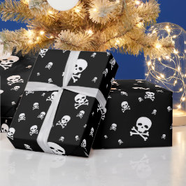 Papel De Regalo Calaveras de piratas blancos de Littles sobre fond