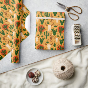 Papel De Regalo Calaveras del Desierto Occidental Cactus Serpiente