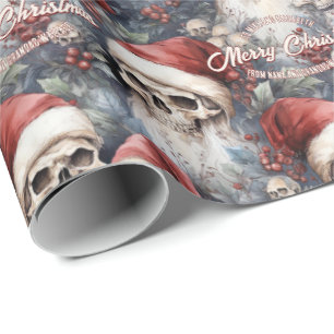 Papel De Regalo Calaveras en Santa Hats Navidades góticos