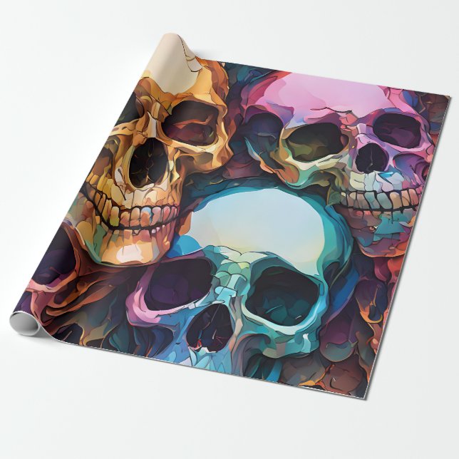 Papel De Regalo Calaveras Funky (Desenrollado)