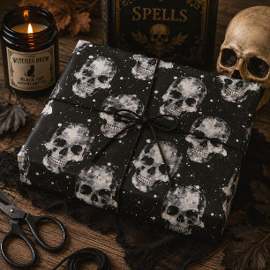 Papel De Regalo Calaveras góticas de Halloween macabro espeluznant