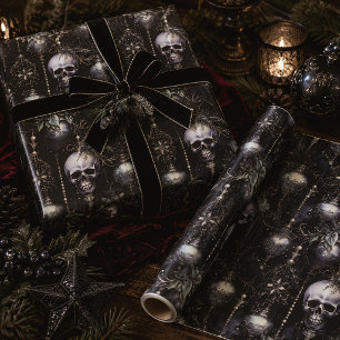 Papel De Regalo Calaveras góticas de Navidad espeluznantes