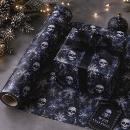 Papel De Regalo Calaveras góticas de Navidad espeluznantes