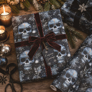 Papel De Regalo Calaveras góticas de Navidad Spooky Creepmas