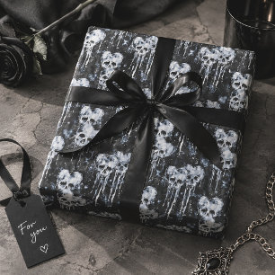 Papel De Regalo Calaveras góticas y corazones espeluznantes