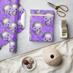 Papel De Regalo Calaveras Moradas y Diseño de la Serie Girasoles 1