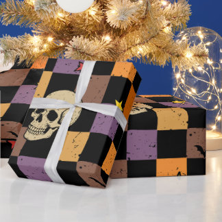 Papel De Regalo Calaveras y murciélagos de Halloween