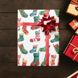 Papel De Regalo Calcetines de Navidad Coloridos y Lindos Acuarela