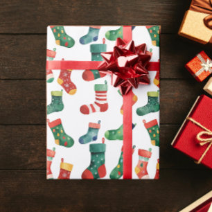 Papel De Regalo Calcetines de Navidad Coloridos y Lindos Acuarela