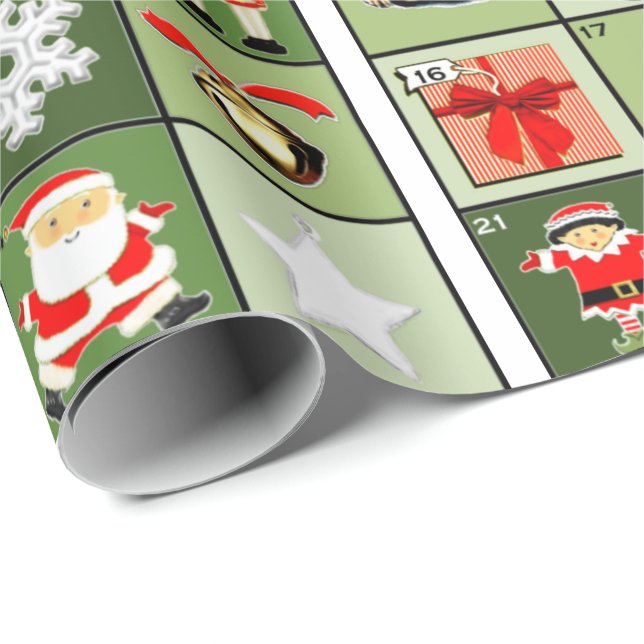 Papel De Regalo Calendario Adicional de Cuenta Regresiva de navida (Esquina del rollo)