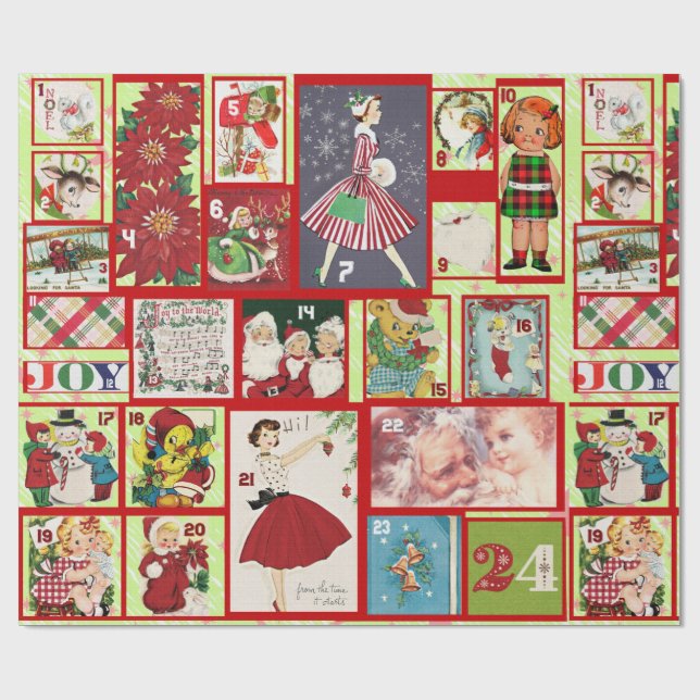 Papel De Regalo Calendario de Adelanto Rústico y Retro (Superficie plana)