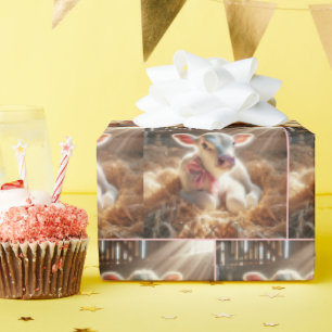 Papel De Regalo Calf Blanco En El Piso De Barn